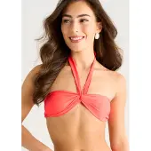 Gini London Orangefarbenes Neckholder-Bikini-Oberteil mit Twist-Front