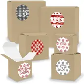 Itenga Adventskalender zum Füllen 24x Quader Würfel gemischt BRAUN + Sticker (V02 Z07)