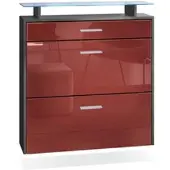 Vladon SCHUHSCHRANK Malea Fronten in Bordeaux Hochglanz