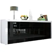 Vladon SIDEBOARD La Paz Schwarz Hochglanz / Weiß Hochglanz