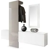 Vladon GARDEROBE Carlton Paneel in Sandgrau Hochglanz