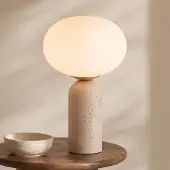LumenXL Tischlampe Tareo mit Glaskugel und Travertin (Naturstein)