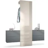 Vladon GARDEROBE Carlton Paneel in Sandgrau Hochglanz