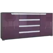 Vladon SIDEBOARD Sylt Brombeer Hochglanz / Weiß Hochglanz
