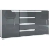 Vladon SIDEBOARD Sylt Grau Hochglanz / Weiß Hochglanz