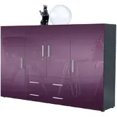 Vladon HIGHBOARD Nora Türen in Brombeer Hochglanz