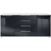 Vladon SIDEBOARD Linio Schwarz Hochglanz
