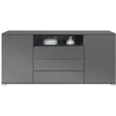 Vladon SIDEBOARD Skadu Schwarz Hochglanz