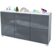 Vladon SIDEBOARD Rova Grau Hochglanz