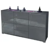 Vladon SIDEBOARD Rova Grau Hochglanz