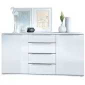 Vladon SIDEBOARD Porto Weiß Hochglanz