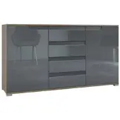Vladon SIDEBOARD Sylt Grau Hochglanz / Anthrazit matt