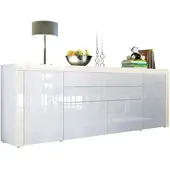 Vladon SIDEBOARD La Paz Weiß Hochglanz / Creme Hochglanz