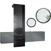Vladon GARDEROBE Carlton Dual Schwarz Hochglanz