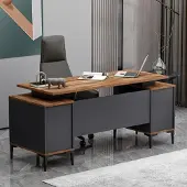 Homidea Branco Chefschreibtisch - Moderner Schreibtisch mit Stauraum - Eiche/Anthrazit