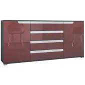 Vladon SIDEBOARD Sylt Bordeaux Hochglanz / Weiß Hochglanz