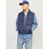 Jack & Jones Steppweste "JJESPRINT BODYWARMER COLLAR NOOS", Herren, Gr. XS, blau (navy blazer detail:true rot stitches), Web, Obermaterial: 100% Nylon, unifarben, normal, Westen Steppweste