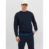 Jack & Jones Sweatshirt "JJEBRADLEY mit Rippbündchen für Alltag und Freizeit", Materialmix, relaxed fit