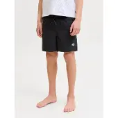 Jack & Jones Badeshorts JUNIOR "JPSTMAUI SURF DOUBLE WB SWIMSHORT SN JNR", Jungen, Gr. 128, N-Gr, schwarz, Web, Obermaterial: 100% Polyester, bedruckt, Badehosen Badeshorts, mit Logobund und Kordelzug