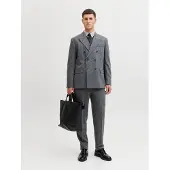 Jack & Jones Zweireihiger Blazer und Anzughose in Grey Melange | Gr.: 46