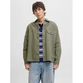 Jack & Jones Langarmhemd "JJEDOVER OVERSHIRT LS SN", Herren, Gr. S, N-Gr, dusty olive, Web, Obermaterial: 100% Baumwolle, unifarben, weit, Hemden Langarmhemd