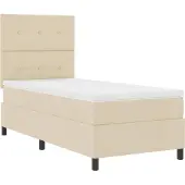 Syfax Boxspringbett mit Matratze mit LED Creme 100 x 200 cm Stoff