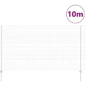 vidaXL Euro-Zaun mit Pfosten 10 x 1,4 m Verzinkter Stahl Silber Netz