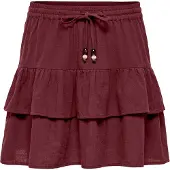 ONLY Minirock "ONLSWAR STRING SHORT SKIRT WVN", Damen, Gr. S (36), rot (tawny port), Web, Obermaterial: 100% Baumwolle, unifarben, kurz, Röcke Minirock, Baumwolle