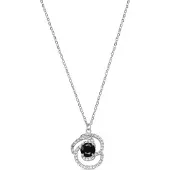 Luxenter -Halskette aus 925er Sterlingsilber und Zirkonia mit Onyx und Rhodium-Finish – Tyve