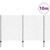 vidaXL Maschendrahtzaun mit Pfosten 10 x 1,4 m PVC-beschichteter Stahl