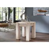MASSIVMOEBEL24.DE Hocker Akazie 40x40x45 white stone getüncht NATURE WHITE #10