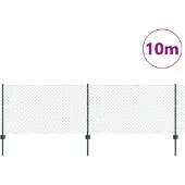 vidaXL Maschendrahtzaun mit Pfosten 10 x 0,8 m PVC-beschichteter Stahl