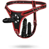 EasyToys - Strap-On Slip mit Dreifach-Dildo (Schwarz)
