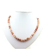 Bijoux Steine und Mineralien. Halskette mit Sonnensteinperlen 8 mm Edelstahlkette.