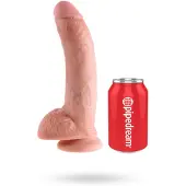 King Cock 9 - großer Dildo mit Hoden und Saugnapf (23 cm, naturfarben)