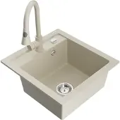 Mexen Vito 1-Becken-Granit-Spüle mit Mischbatterie Elia, Beige - 6503-69-670101-69