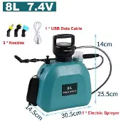 MaxPower (Grün-8L-7,4V) Elektrisches Batteriesprühgerät, Gartenarbeit, Bewässerung von Blumen, Kann, Landwirtschaft,