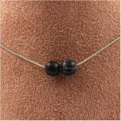 Bijoux Steine und Mineralien. Halskette mit 2 Sodalithperlen 8 mm Edelstahlkette Halskette für Frauen, Männer. Anpassbare Größe.