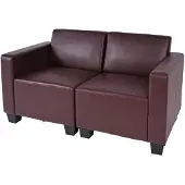 Mendler Modular 2-Sitzer Sofa Couch Moncalieri, Kunstleder rot-braun