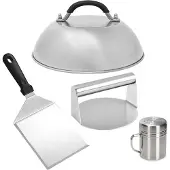 Melitt Grillwerkzeug-Set, Burger-Crusher-Set, Burger-Presse, Topfdeckel, Grillspatel, Aromaflasche