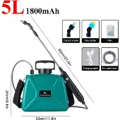 MaxPower (Grün 1800 mAh) 5L Schulter-elektrischer Pestizidsprüher Garten-Elektrowerkzeug USB-Aufladung Gartenbewässerungssprinkler