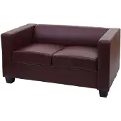 Mendler 2er Sofa Lille Kunstleder, rot-braun