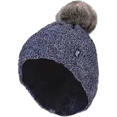 Heat Holder Wärmehalter - Damen Strickfleece gefütterte Thermo-Bommelmütze mit Pom Pom