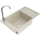 Mexen Elias 1 Becken-Granitspüle mit Abtropffläche und Mischbatterie Telma, Beige - 6511-69-670200-00