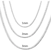 MaxPower (1mm-45cm) 925 Sterling Silber 1-3mm Schlangenkette Modeschmuck