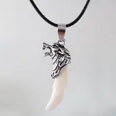 MaxPower Halskette mit Wolfszahn-Anhänger für Paare im Boho-Stil, Wolfszahn-Halskette für Herren