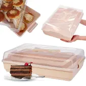 Kadax Kuchenbehälter aus Kunststoff zum Backen von Kuchen, rechteckig, groß