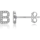 Mono Letter B Earrings CZ Simulated Diamond Stud Earrings Fashion Alphabet