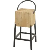 Mendler Barhocker MCW-L76, Barstuhl Tresenhocker, Industrial Metall Massiv-Holz MVG-, natur