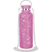Tlily Glitzer Strass Wasserflasche Crossbody Bling Thermoskanne 600ml C